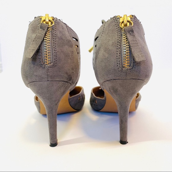 Metaphor Radiant Grey Heels Faux Suede Front Bow - Picture 5 of 9